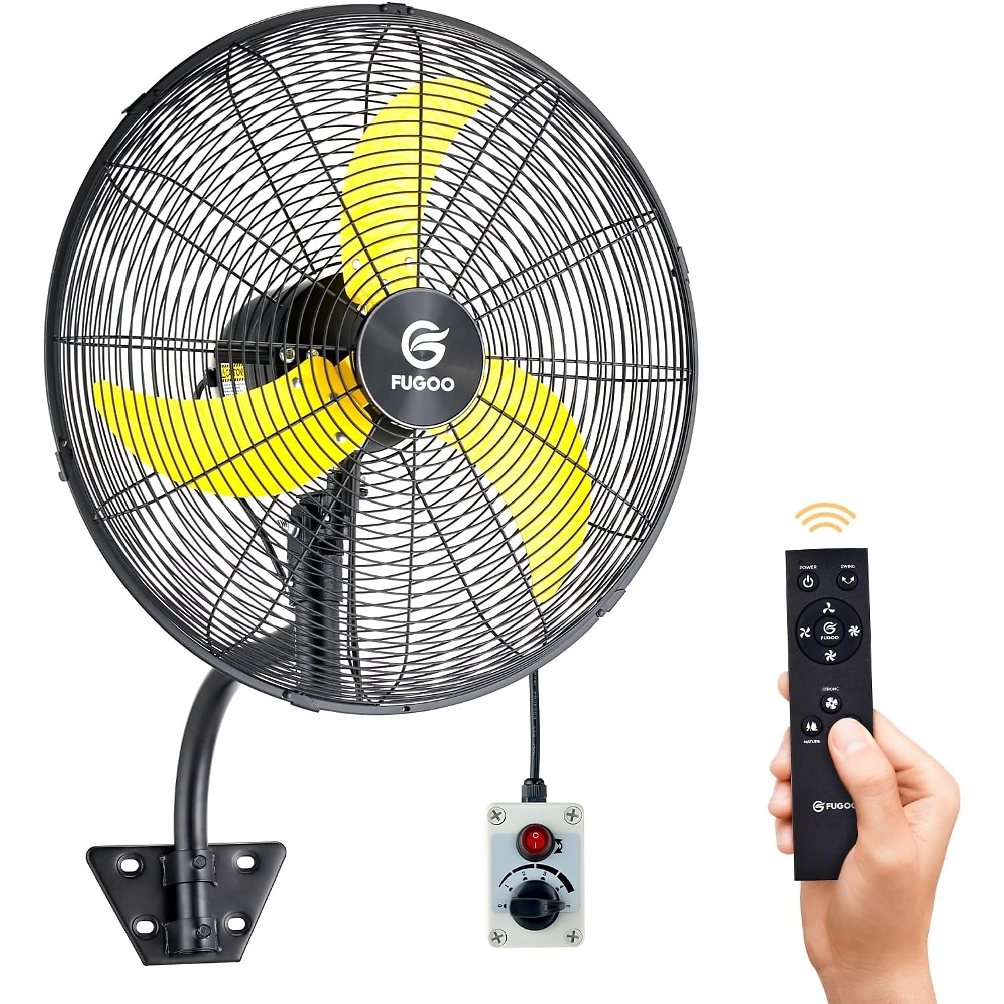EdenDirect 20'' Outdoor Quiet Remote Control Oscillating Wall Mount Fan,All Sealed BLDC Motor,4 Speed Waterproof Outdoor Fan With Remote, Heavy Duty Industrial Wall Fans for House,Patios,Garage,Warehouse